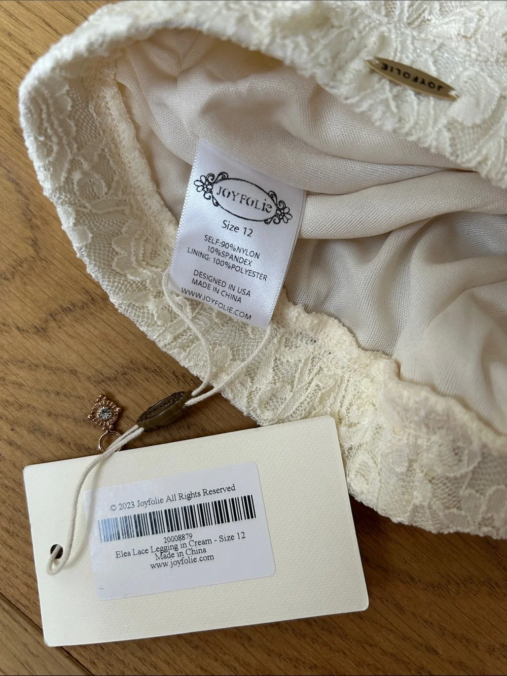 Joyfolie Elea cream Lace Leggings